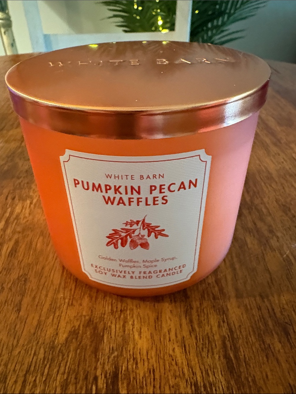 Nwt “Pumpkin Pecan Waffles” 3 Wick Candle from White Barn
